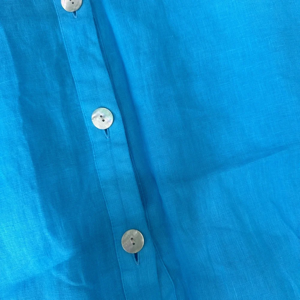 ZARA Blue Button-Up Linen Dress Size S - Picture 3 of 7